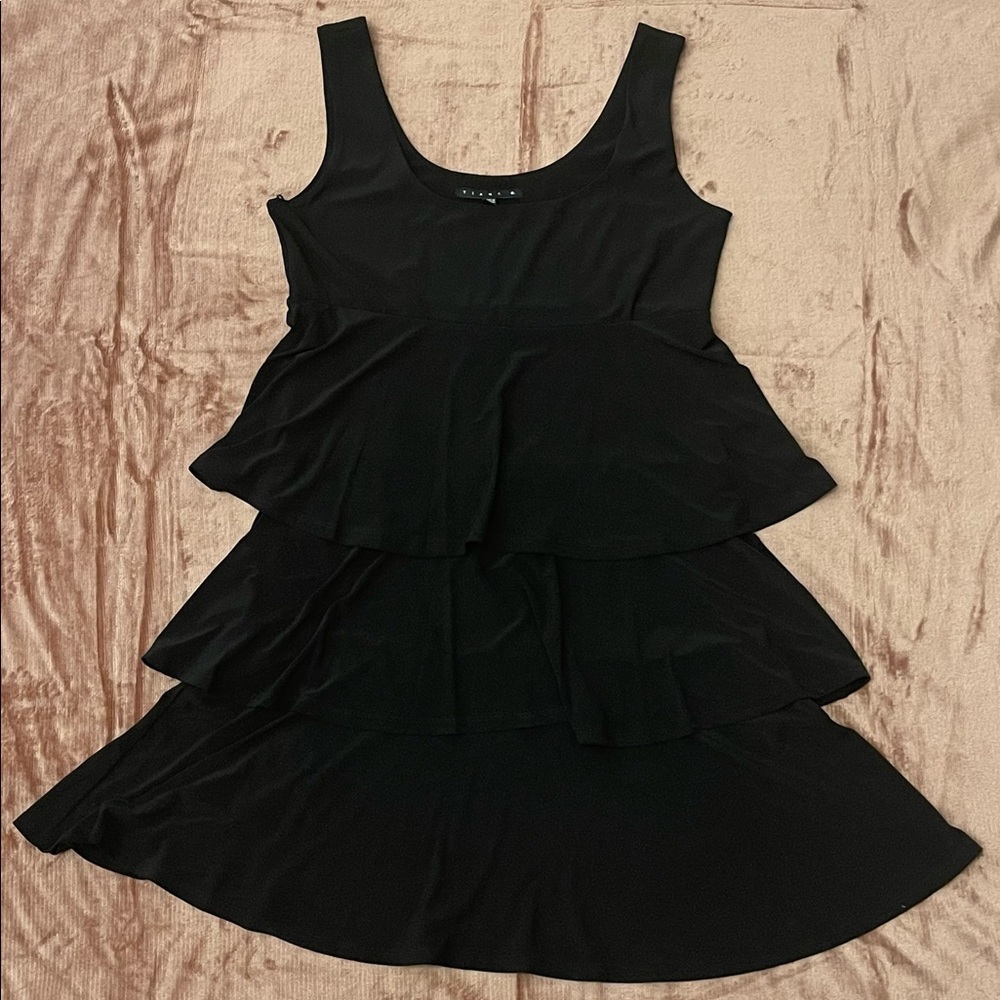 Tiana B, three tiered, black sleeves dress